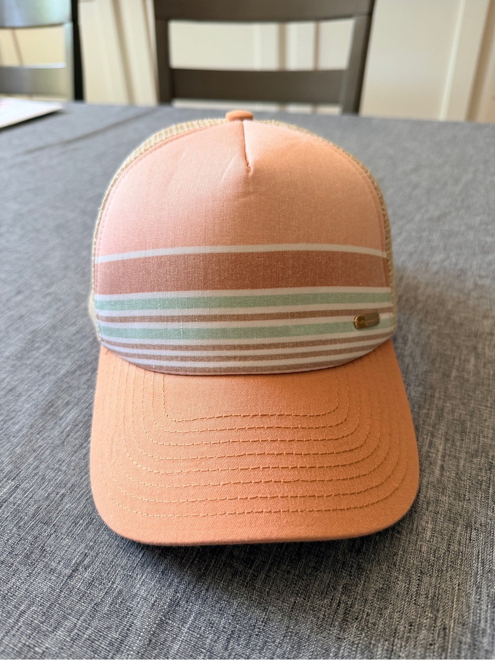 Coral Pink Stripe Trucker Hat- NWOT